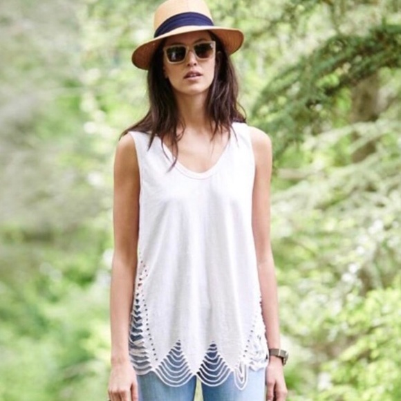 Anthropologie Tops - Anthropologie Pepin- Echo CutOut Tank White Xs NWT